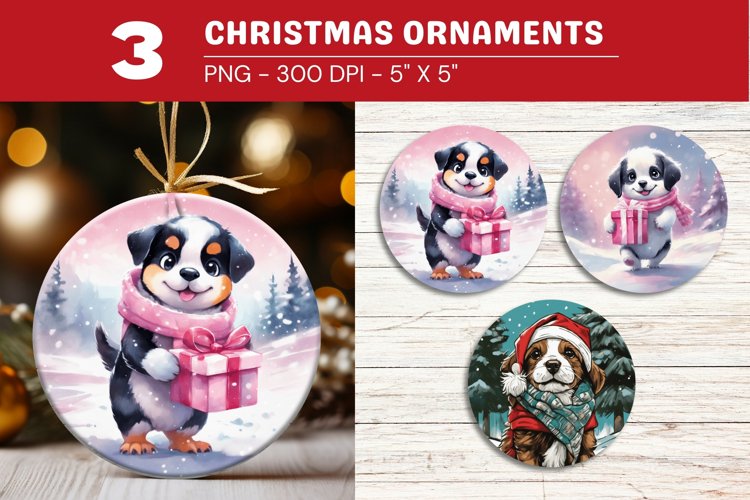rounded christmas ornament puppy dog example image 1
