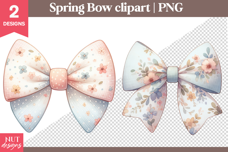 Easter Bow Clipart PNG Pastel Floral bow sublimation
