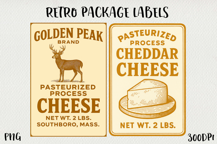 Vintage Food Label PNG Retro Pantry & Packaging Clipart.