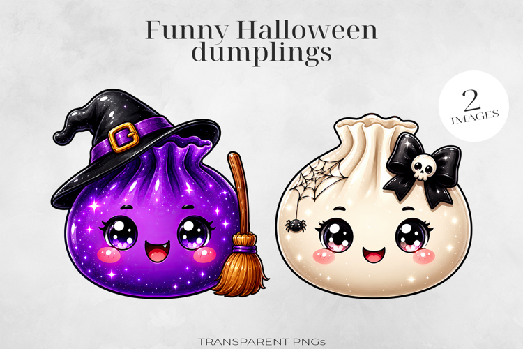 Cute Halloween Dumpling Clipart 2 PNGs