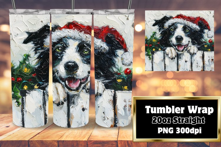 Holiday Peeking Dog Tumbler Wrap Winter Design Sublimation