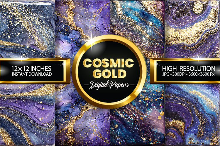 Cosmic Gold Digital Papers - 04 variations