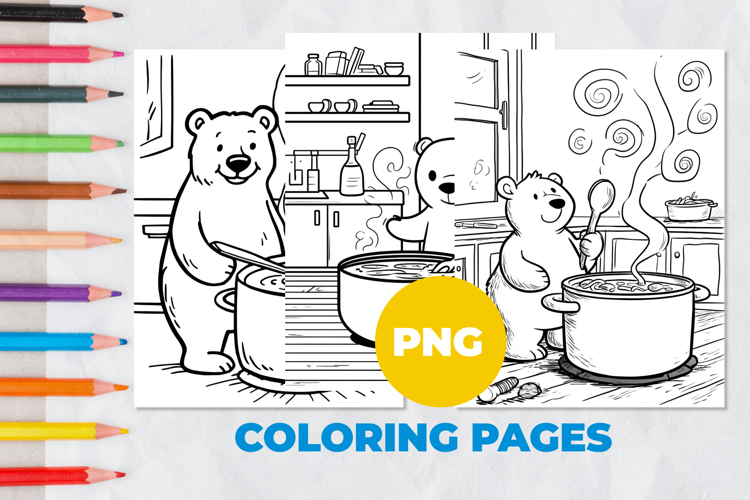 The bear is cooking soup Coloring Pages | Coloring book