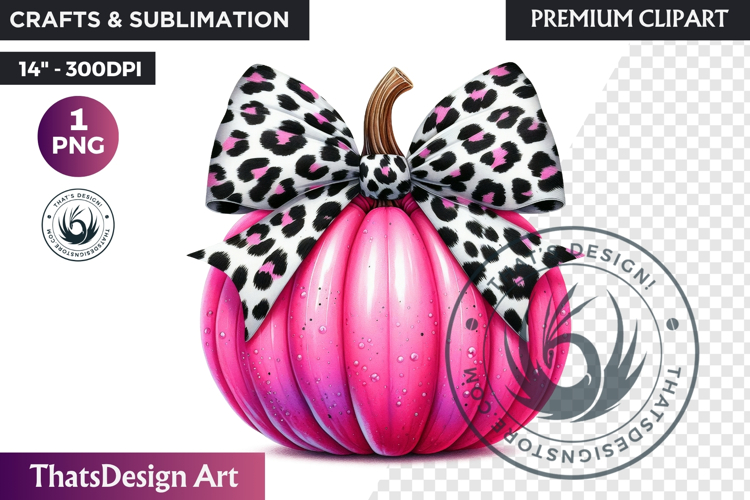 Floral Pink Coquette Pumpkin with bow PNG, Autumn Girly bow