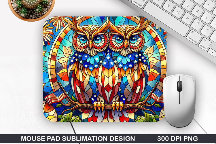 Owls Mouse Pad Sublimation, 4th Of July Mouse Pad PNG