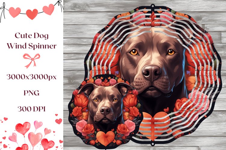 Pit Bull Wind Spinner Template, Pit Bull Sublimation Design