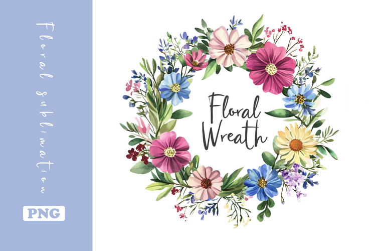 Watercolor Lovely Wildflower Wreath Clipart