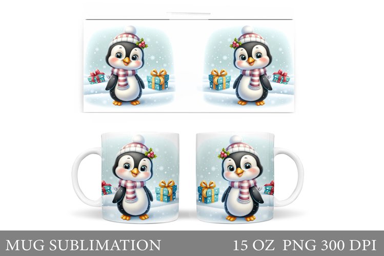 Christmas Penguin Mug Design. Christmas Mug Sublimation