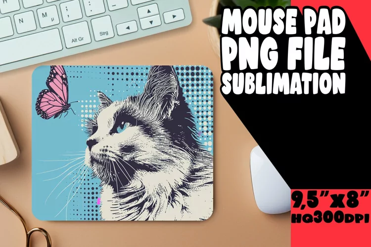 Lovely Feline Print Mouse Mat