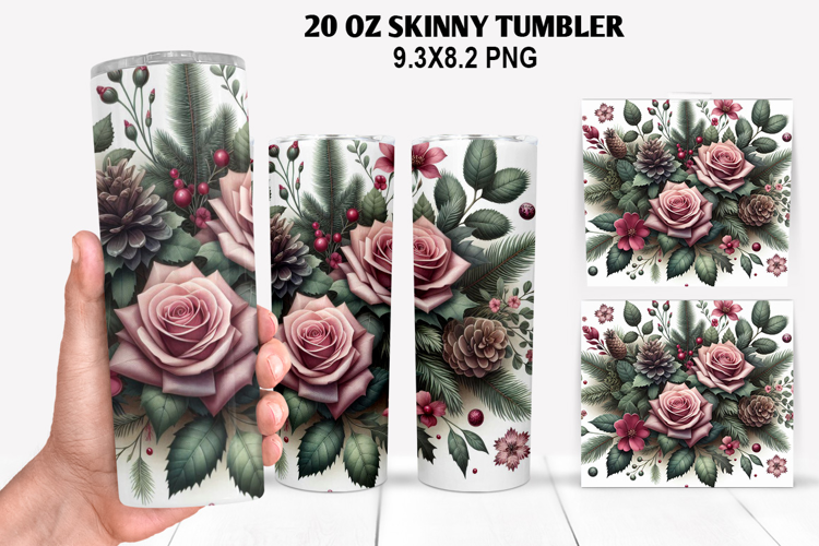 Flowers Skinny Tumbler 20oz Wrap Design, Spring Tumbler Wrap
