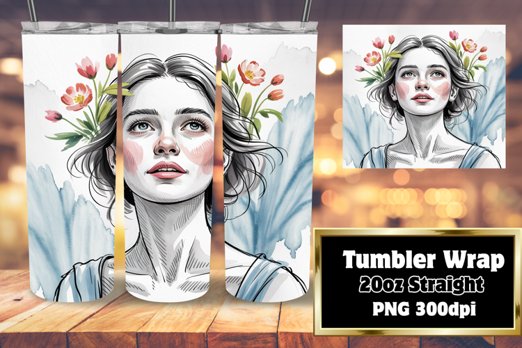 Custom Wraps for 20oz Tumbler , Beauty Woman