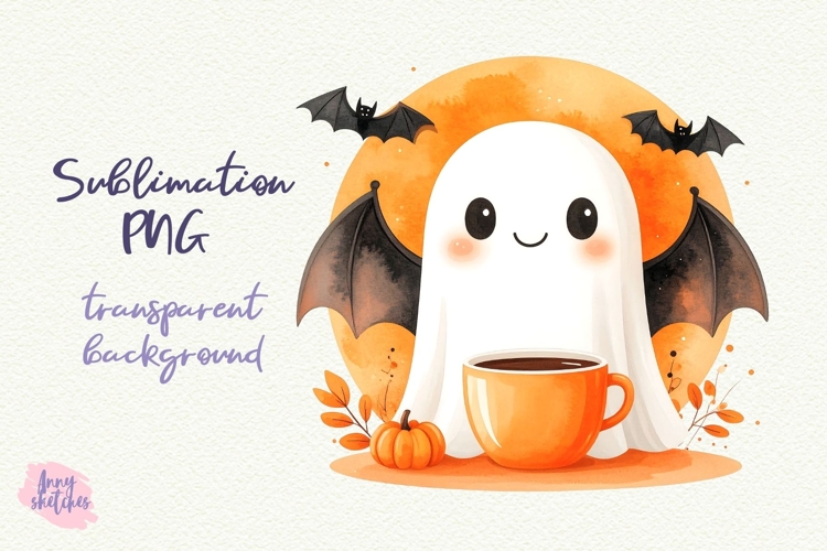 Coffee Ghost PNG Halloween Ghost Cafe Clipart Sublimation