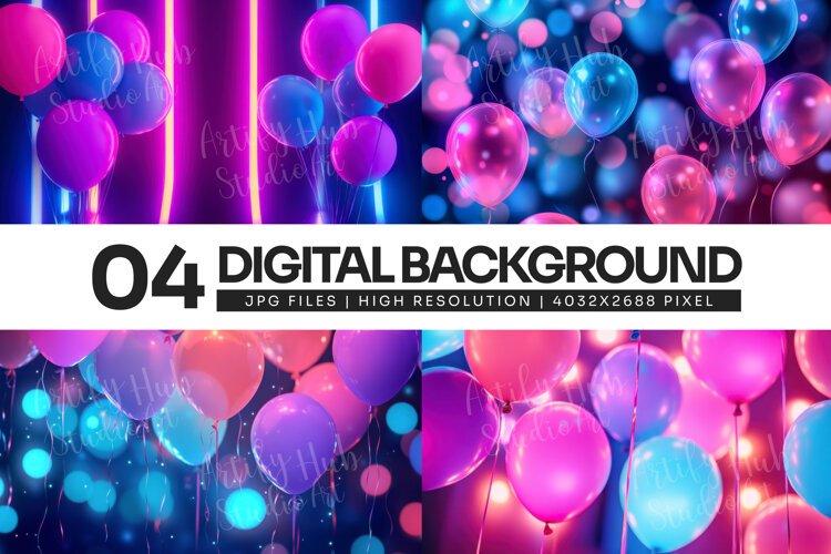 Neon Balloon Glow Background example image 1