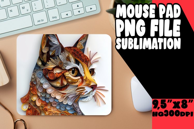 Cat Chic Sublimation Mouse Pad - 3D Design example image 1