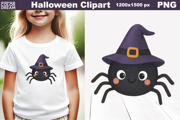 Cute Halloween Spider PNG | Witch Hat Clipart