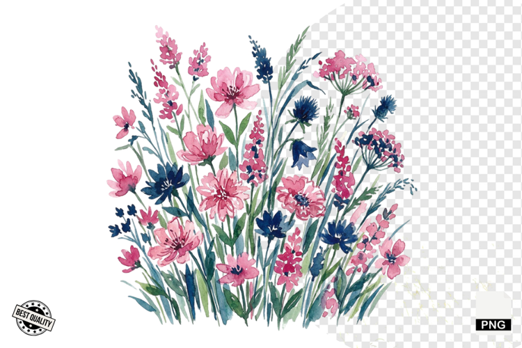 Watercolor Moonlit Meadow Clipart