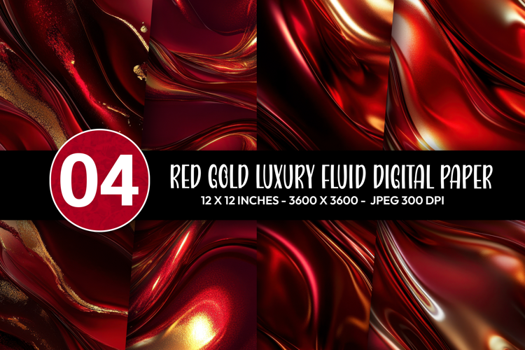 Red Gold Luxury Fluid Digital Paper