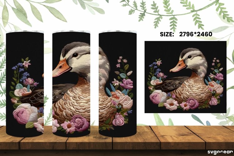 Embroidery Duck Tumbler Wrap |Skinny 20 oz| Sublimation