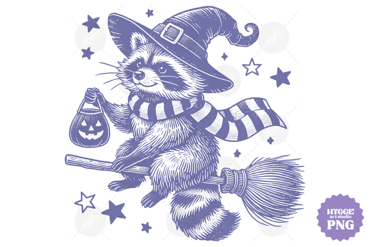Vintage Funny Sarcastic Feral Witch Raccoon Halloween PNG