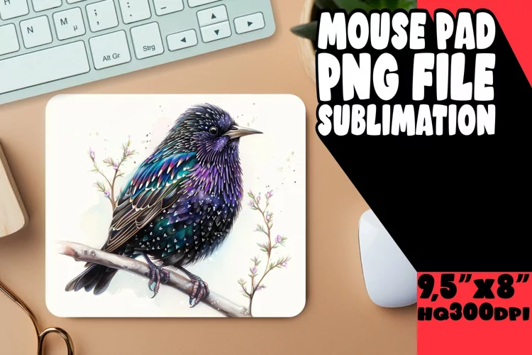Watercolor Spring Bird Mouse Pad
