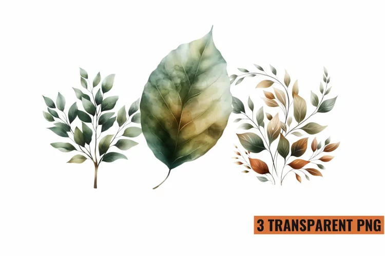 Watercolor Botanical Clipart Sublimation, PNG