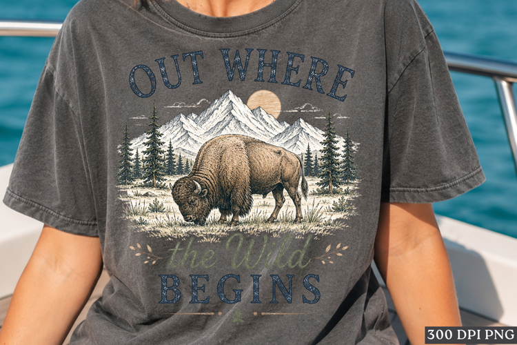Out Where The Wild Begins Buffalo Mountain PNG Design