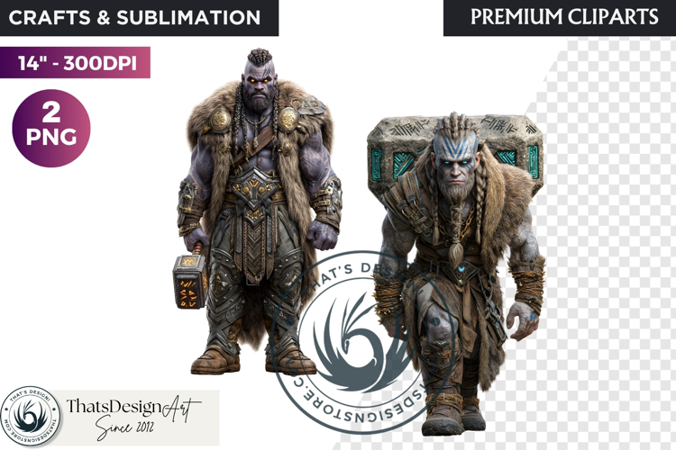 Viking Mythology Giants Clipart, Norse Jotuns gods