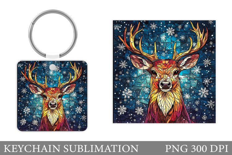 Christmas Deer Keychain. Christmas Keychain Sublimation example image 1