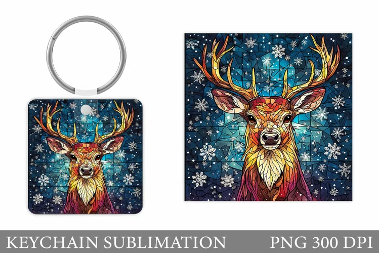 Christmas Deer Keychain. Christmas Keychain Sublimation