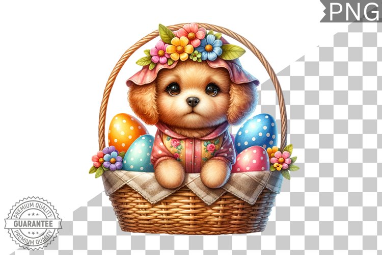 Easter Dog Sublimation - Easter Clipart PNG Design example image 1