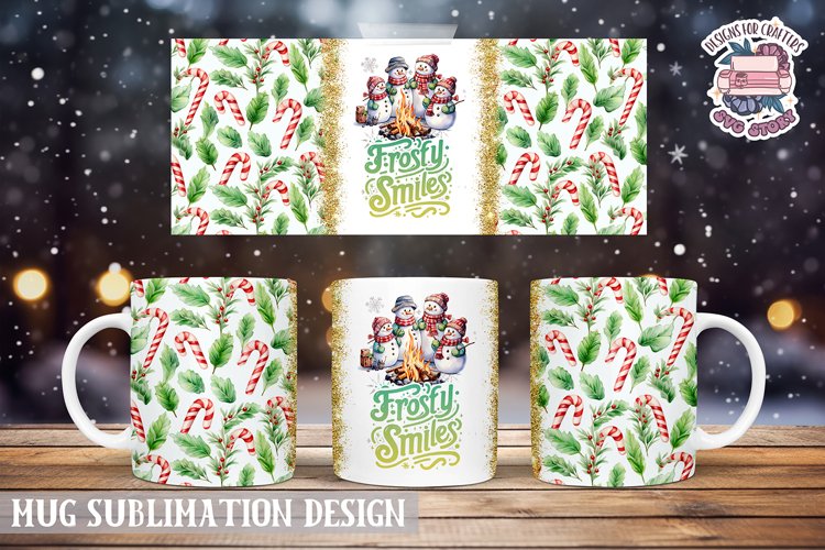 Christmas Mug Wrap Sublimation Frosty Smiles Quote