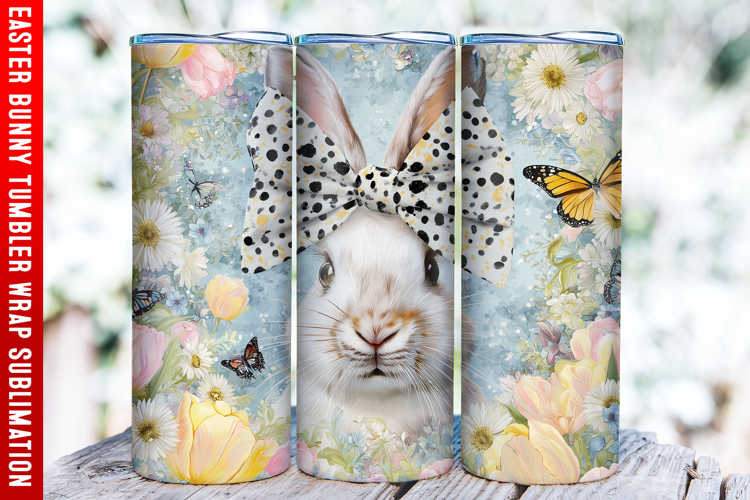 Easter Bunny Tumbler Wrap | 20oz Straight & Tapered Tumbler