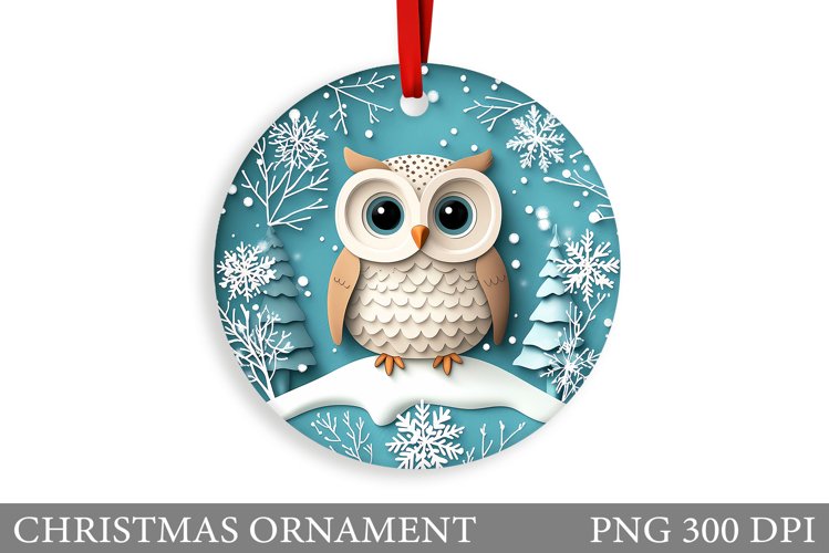 Cute Owl Christmas Ornament. Christmas Owl Sublimation