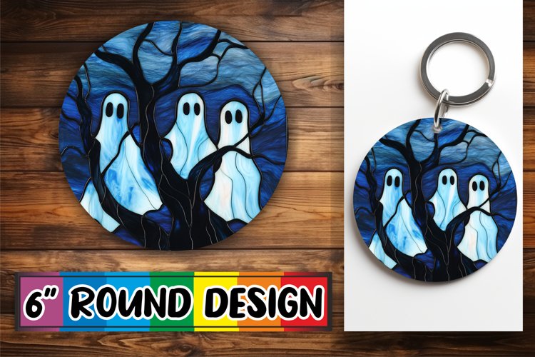 Festive Stained Glass Halloween Keychain Sublimation