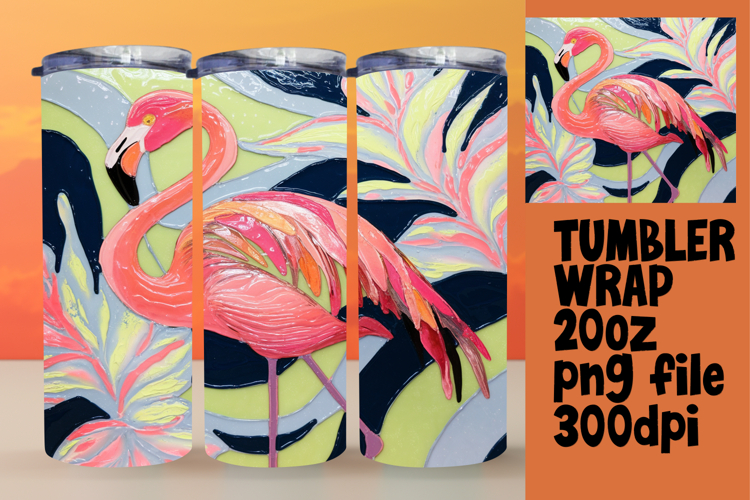 GORGEOUS 20oz Tumbler Wrap for Gifts , Flamingo