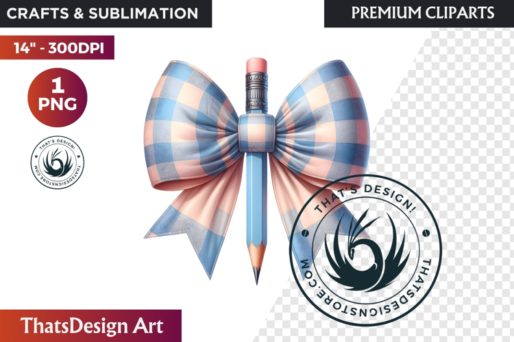 Pastel Coquette Pencil bow Clipart Girly School Supplies