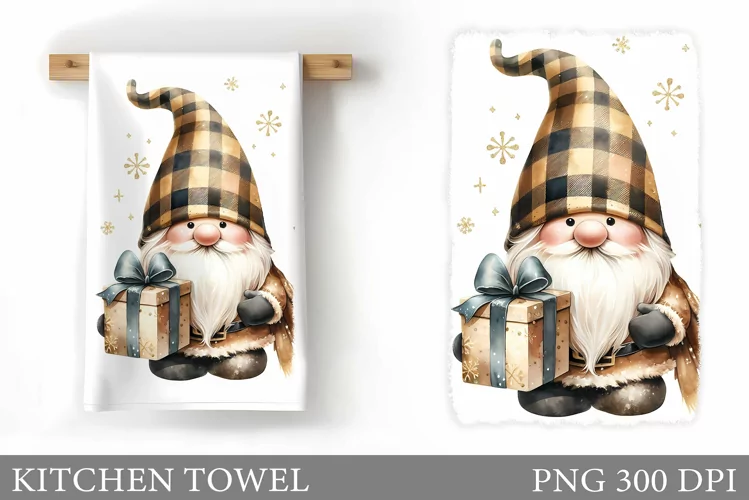 Christmas Gnome Kitchen Towel. Christmas Kitchen Towel