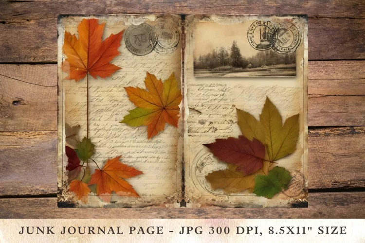 Printable Junk Journal Pages fall autumn 21