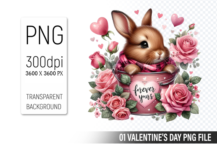 Cute Bunny PNG, Valentines Day Sublimation PNG