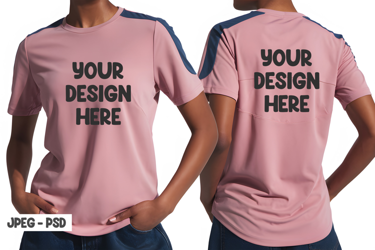 Pink T-Shirt Mockup Front Back Jpeg & Psd
