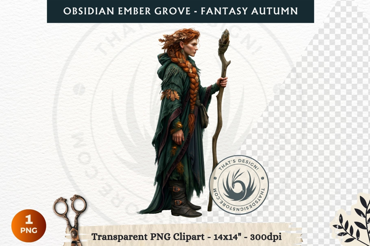 Dark Autumn Fantasy Clipart PNG for RPG Obsidian Ember Grove