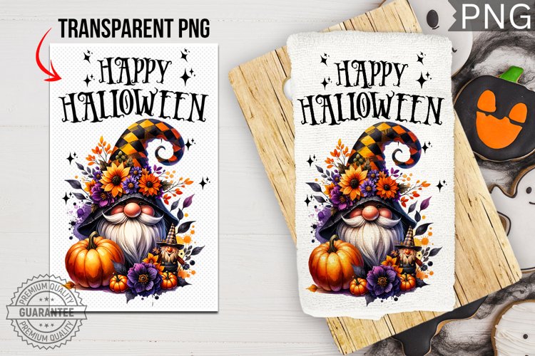 Happy Halloween Towel , Gnome Kitchen Towel Sublimation example image 1