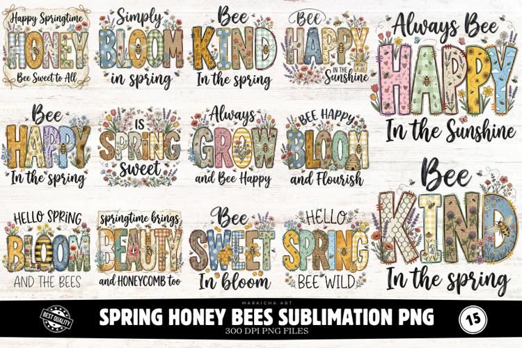 Spring Honey Bees Sublimation PNG