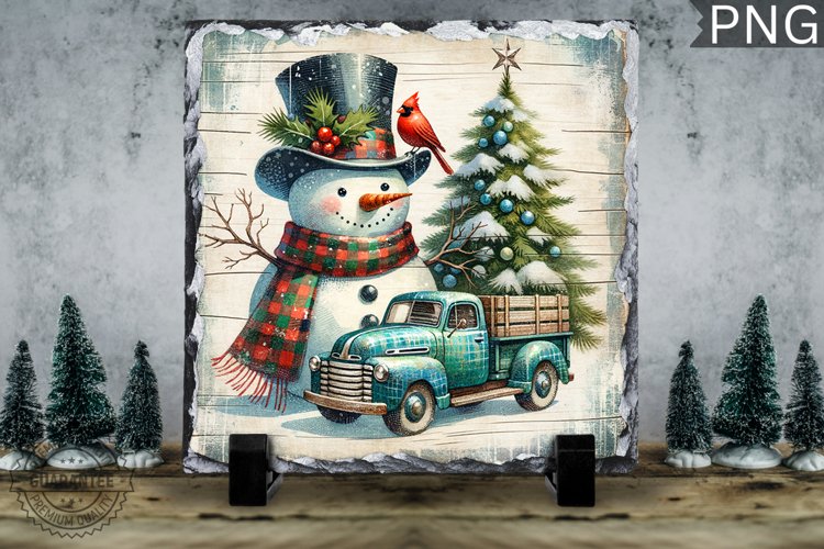Christmas Snowman, Christmas Square Sublimation Slate Design