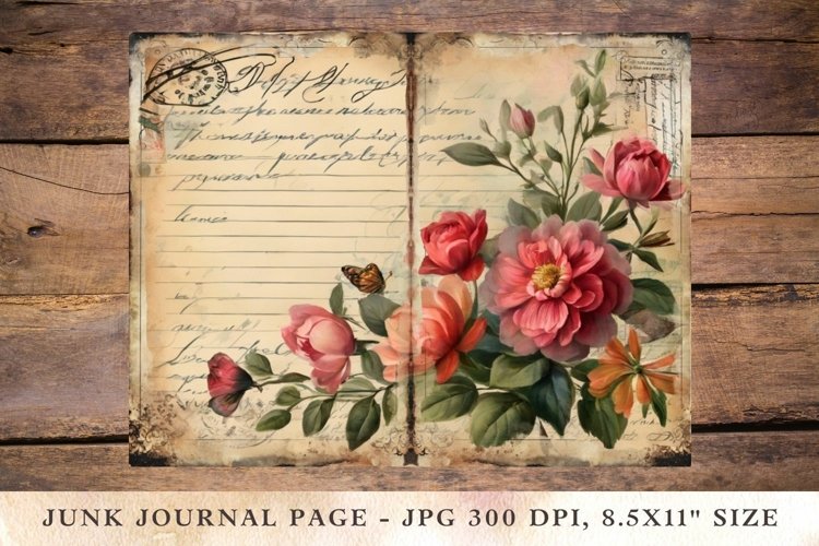 Printable Junk Journal Pages wildflower 6 example image 1