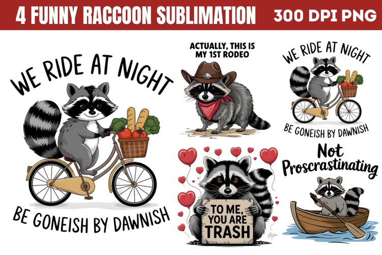 Funny Raccoon Sublimation PNG