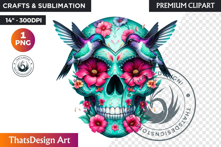 Floral Sugar Skull Day of the Dead Clipart, dia de muertos