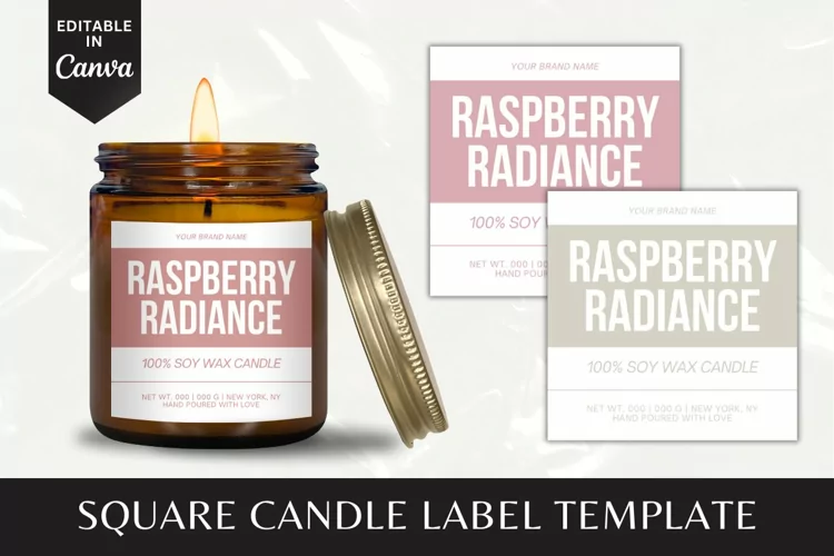Custom Square Candle Label Canva Template - 10
