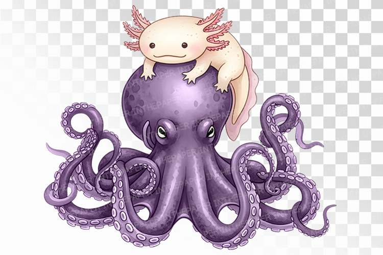 Halloween Axolotl Kraken Octopus Spooky Marine PNG Uparupa