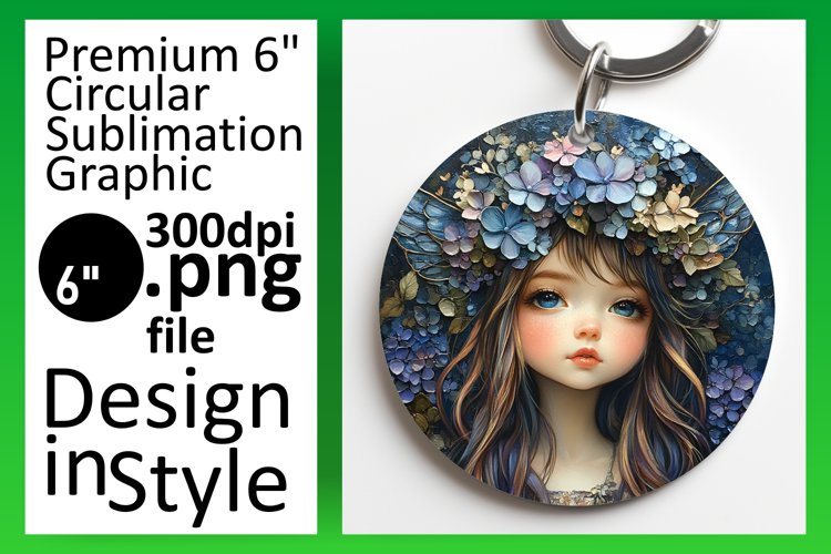Bright Round Design Keychain Template , Fairy